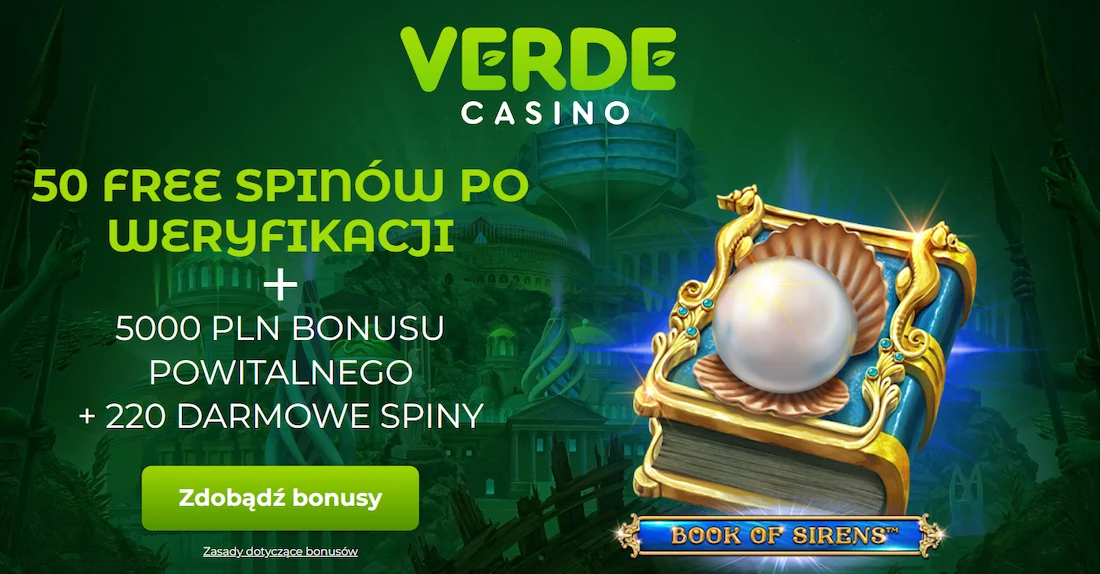 Verde Casino - informacja o 50 spinach za rejestrację