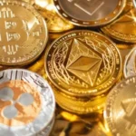 Kryptowaluty przedstawione jako złote monety