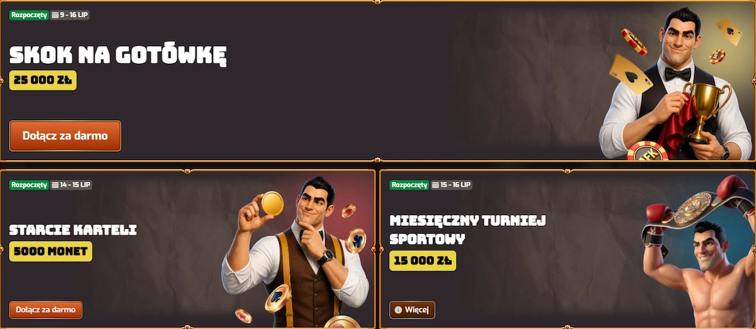 Screenshot ze strony AFKSpin pokazujący dodatkowe promocje w kasynie